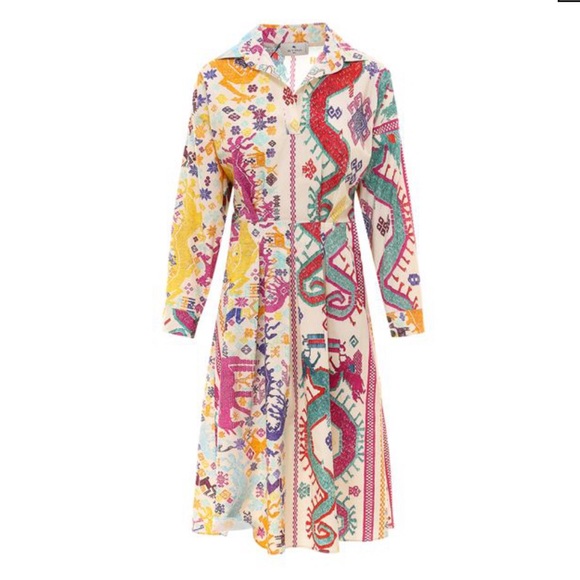 ETRO
Vulcano Print Long Sleeve Cotton Dress 46 NWT - Picture 15 of 16